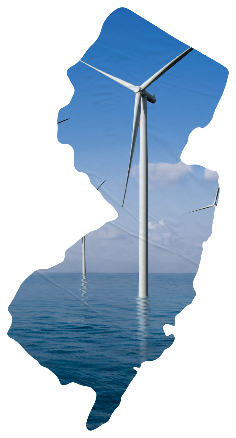 Offshore Wind Turbines in the shape of New Jersey